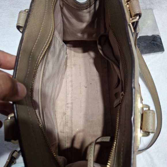 Michael Kors Taupe Satchel with Gold Accents - Picture 7 of 12